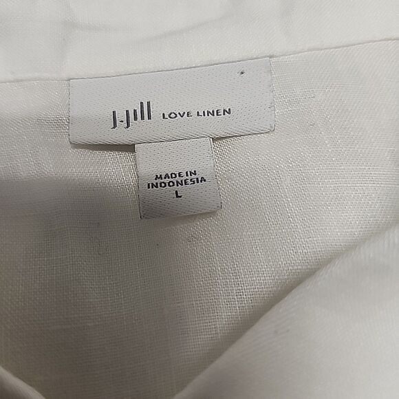 J. Jill Love Linen ButtonUp White Shirt LongSleeve Panel Casual Tunic WomenSz L - Picture 11 of 11
